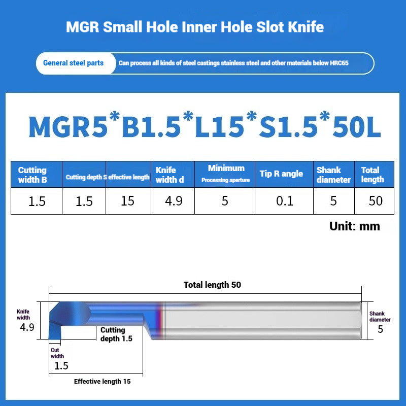 1134-MGR small bore groove cutter wear-resistant micro groove hook cutter CNC tungsten steel alloy small bore cutting groove turning tool Shandong Denso Pricision Tools Co.,Ltd.